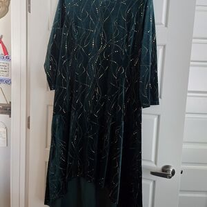 Elegant Green Dress with Gold Accents